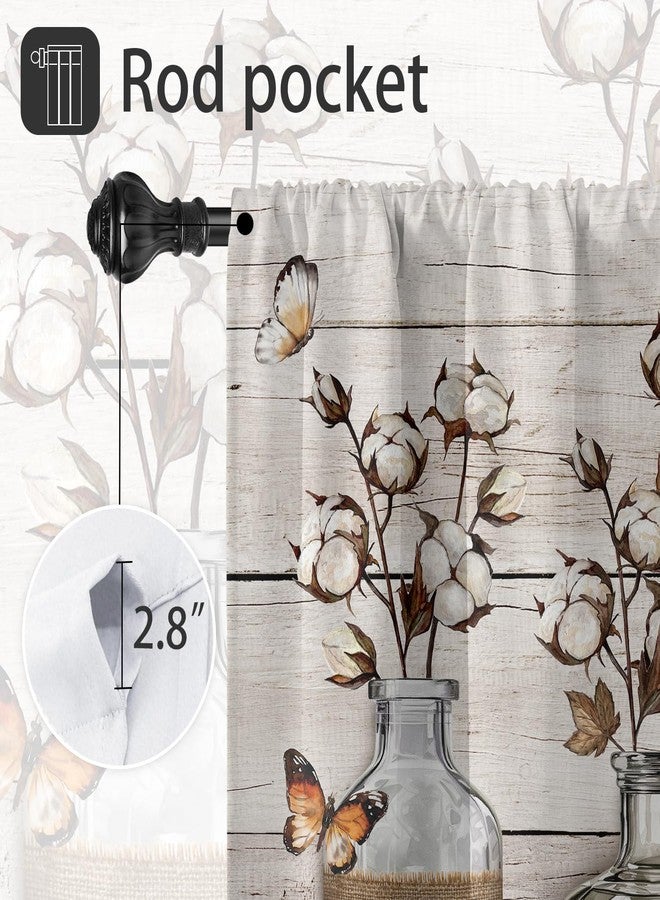 Coxila Farmhouse Kitchen Window Curtains 27.5 x 39 Inch Small Short Mini Cafe Rod Pocket Rustic Country Floral Retro Vintage Fun Living Bedroom Room Home Treatment Set of 2 Curtain Panels Drapes Tiers - Image 3